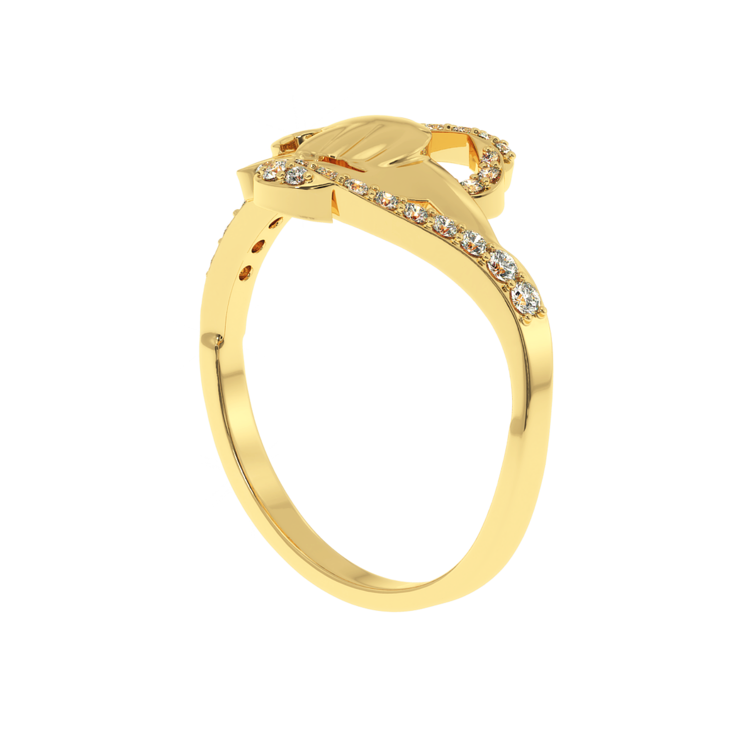 0.21ct Lab Diamond Rope & Hands Ring 14K YG
